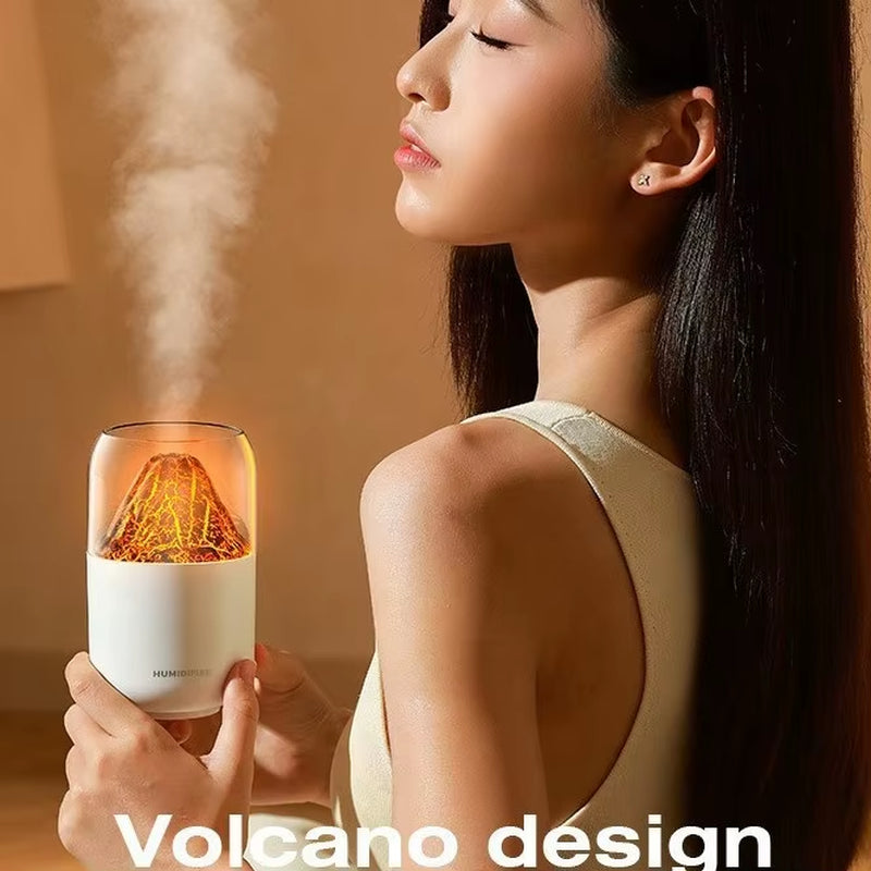 Volcano-Inspired Portable Aromatherapy Humidifier with LED Night Light for Home, Office, and Car